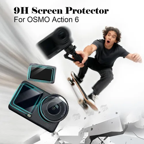 Vista 3 de Protector de pantalla de lente para DJI Osmo Action 6, accesorios con kit de instalación de alineación automática (paquete de 3), protector