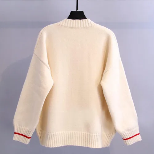 Vista 2 de FindThy Lindo suéter de punto para mujer con estampado de corazón Kawaii Y2K con botones