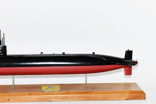 Vista 4 de USS Pollack SSN-603 Modelo submarino, Marina de los EE. UU., Modelo a escala, caoba, clase de permiso