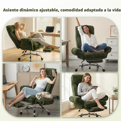 Vista 3 de Silla de oficina entrecruzada, silla de escritorio para computadora con reposabrazos ajustables de 5 posiciones y reposacabezas para gatos y patas