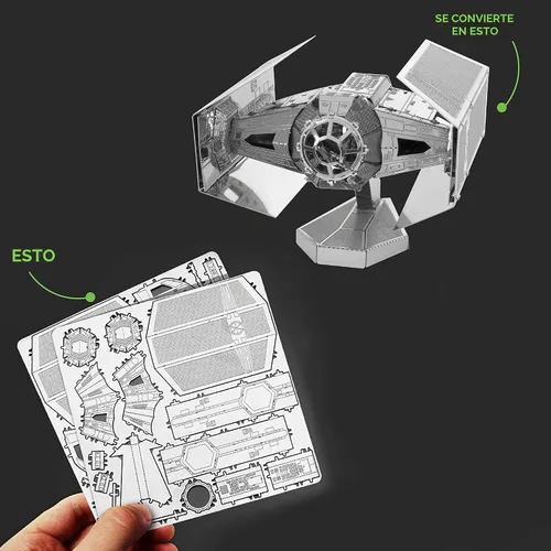 Vista 4 de Fascinations Metal Earth Star Wars OT Darth Vader Tie Fighter 3D Kit de modelo de metal