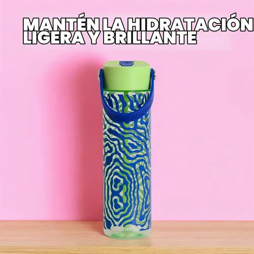 Vista 5 de Elemental Botella de agua Splash con pajilla, botella de agua reutilizable de plástico Tritan sin BPA con correa, ideal para viajes, gimnasio y Aqua