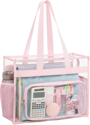 Vista 13 de PACKISM Bolsa transparente para la escuela, bolsa transparente grande y resistente para la escuela, transparente de PVC transparente para niñas