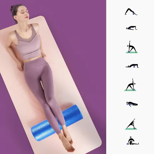Vista 6 de Mikikit Rodillo masajeador muscular de columna de espuma de alta densidad para masaje de tejido profundo y liberación muscular, rodillo de fitness