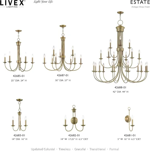 Vista 5 de Livex Lighting 42681-01 - Aplique de pared de latón antiguo (1 luz)