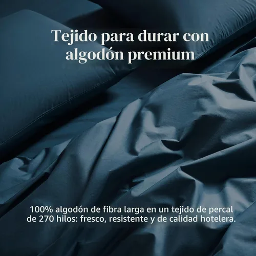 Vista 3 de Brooklinen Funda de edredón de percal de lujo, 100% algodón, fresca, nítida, lazos de esquina extralargos, cierre de botones, suave y transpirable