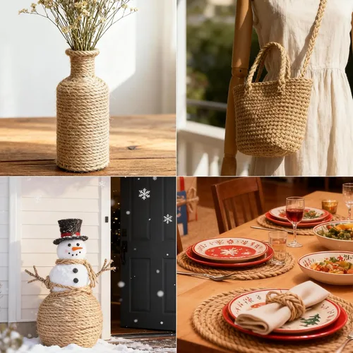 Vista 6 de Cordel de yute natural de 0.118 pulgadas y 328 pies para manualidades de regalo, proyectos de manualidades, envoltura, agrupación, embalaje