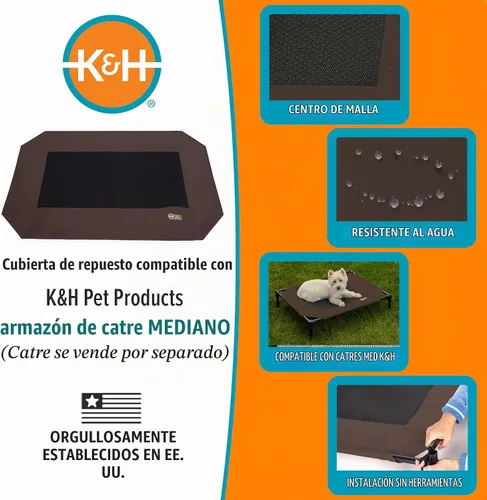 Vista 4 de Cuna de repuesto para mascotas con fabricación original de K&H, (marco no incluido) Designed to fit K&H Medium Pet Cots (Sold Separately), Indoor