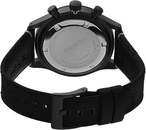 Vista 4 de SEIKO Reloj analógico de cuarzo para hombre con correa de nailon SSB417P1, negro, correa, Negro -, Correa