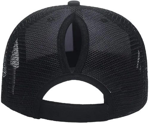 Vista 5 de Gorra de béisbol de malla ajustable para mujer, con cola de caballo, estilo camionero, para exteriores, informal, abierta