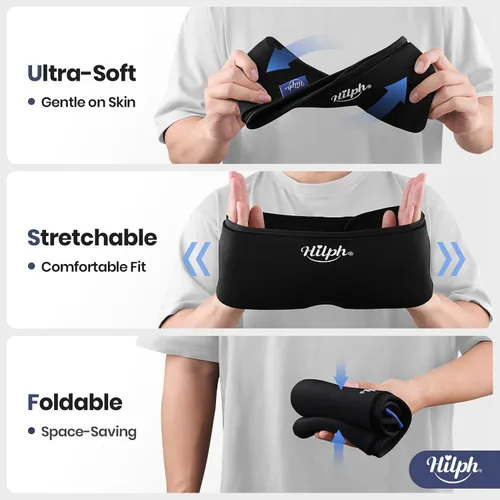 Vista 5 de Hilph Gorra ajustable para aliviar la migraña con compresa fría de gel grueso, gorra para aliviar el dolor de cabeza, máscara de enfriamiento facial