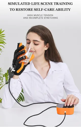 Vista 3 de Nuevos guantes de robot de rehabilitación 2024, equipo de recuperación de hemiplejia de mano mejorado, carga USB y ajuste de fuerza, para restaurar