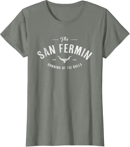 Vista 17 de The Running of the Bulls" - Pamplona Gift - Camiseta San Fermin, Rojo, S Asfalto