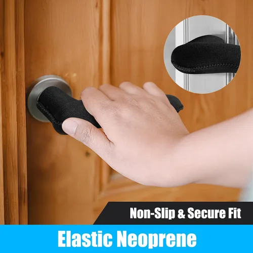 Vista 5 de 5 fundas para manijas de puerta, protectores de pomo antiquemaduras y anticongelante, cojín de goma de neopreno elástico para manijas de frío/calor