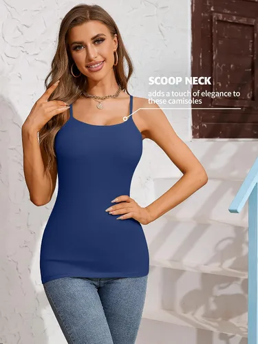 Vista 17 de Camisa Attraco de algodón, con tirantes estilo espagueti, con brasier incorporado, 2 paquetes, para mujer