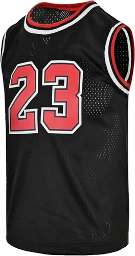 Vista 2 de Sudadera de baloncesto para hombre #23 sin mangas clásica de los 90's Hip Hop Retro Jersey bordado camisa regalo negrorojo S-XXL