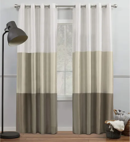 Vista 17 de Exclusive Home Curtains Chateau Rayed Sky Silk Grommet Top Top Curtain Panel Panel, 54x96, Pearl Black, 2 Count Perla negra