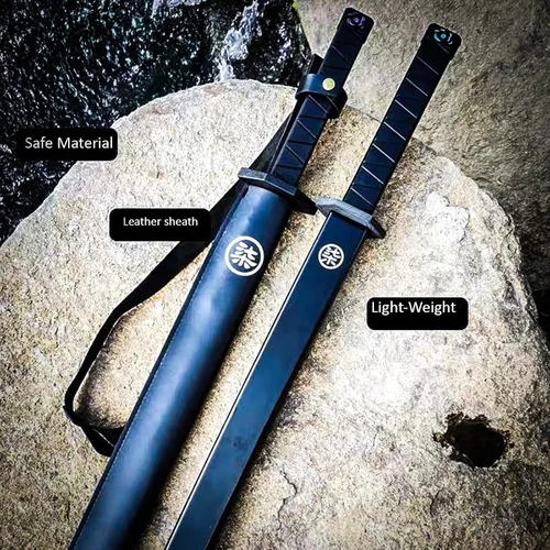 Vista 5 de Espada de anime japonés Samurai Pu de 32 pulgadas, espada de anime ninja Katana juguete para adolescentes, adultos, jugar, esgrima, diversión