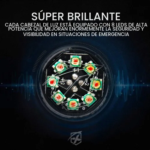 Vista 2 de Xprite Kit de luces estroboscópicas LED ámbar con 14 patrones de destello, montaje en superficie, faro trasero, parrilla intermitente