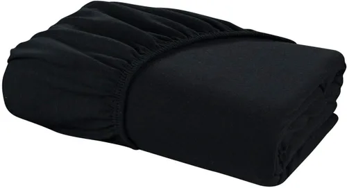 Vista 6 de DELANNA Juego de sábanas de punto de jersey suave, transpirable, tejido de camiseta rico en algodón (negro, individual)