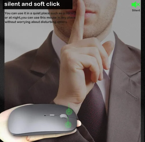 Vista 4 de SUNGI Ratón Bluetooth inalámbrico recargable de doble modo (Bluetooth 5.0+USB), silencioso delgado con mouse de computadora DPI ajustable