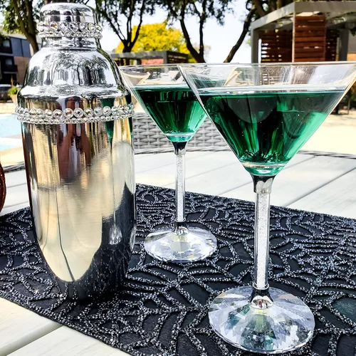 Vista 6 de Vetrina Stem - Vaso de Martini de cristal sofisticado, base facetada, para mesa de comedor, eventos, bodas, cócteles de bar en casa, carbón, juego