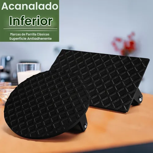 Vista 3 de Prensa de hamburguesas, redonda de 7" y rectangular de 8.2"X4.3", prensa de tocino para aplastar de hierro fundido resistente para carne y bistec