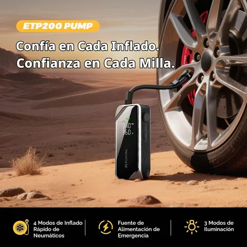 Vista 8 de FLEXTAILGEAR Inflador de neumáticos portátil, bomba de aire eléctrica recargable con control de presión de perilla, compresor de aire inalámbrico