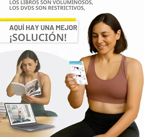 Vista 2 de Tarjetas de Entrenamiento de Pilates Flexies - 58 Tarjetas de Ejercicio con Posturas de Entrenamiento en Esterilla de Pilates, Instrucciones