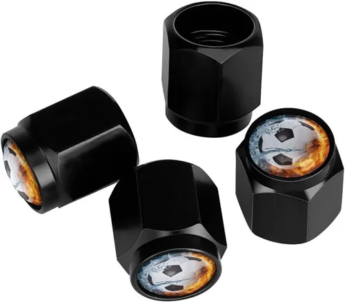 Vista 21 de Wolf - Tapones de válvula de neumático con bandera americana, tapas de válvula de neumático de aluminio negro, cubiertas universales