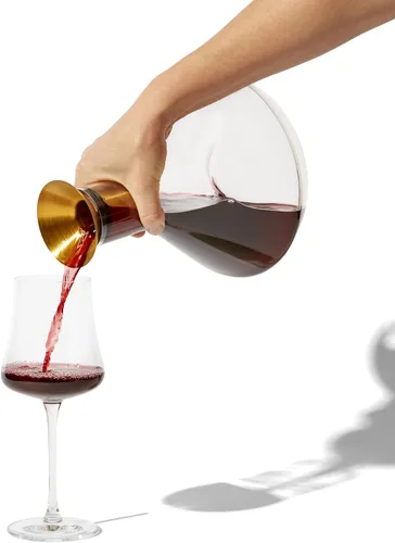 Vista 2 de RBT Decantador de vino prémium con colador de sedimentos y aireador integrado, jarra de cristal para mejorar el sabor y la claridad