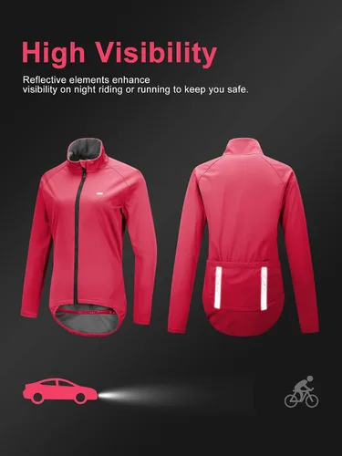 Vista 4 de 33,000ft Chaquetas de ciclismo para mujer, chaqueta térmica impermeable para correr, chaqueta de invierno transpirable