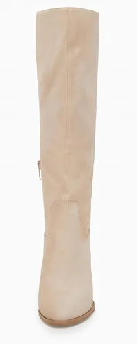 Vista 2 de Coutgo Botas altas de gamuza sintética para mujer, con cremallera lateral, tacón grueso, elásticas, botas de invierno