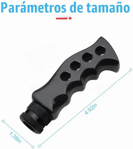 Vista 2 de Pomo de palanca de cambios para automóvil, agarre de transmisión manual y automática con mango tipo cuchillo con tornillos adaptadores y llave Negro