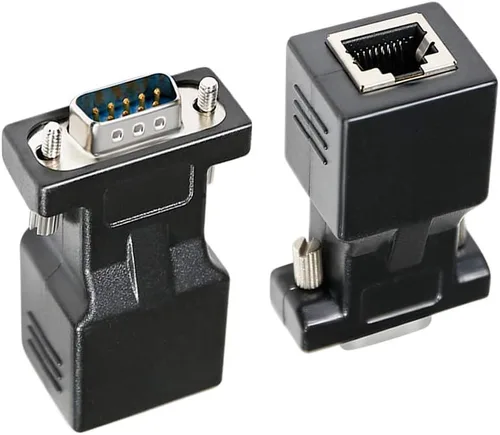 Vista 7 de DTECH Adaptador serie DB9 a RJ45 RS232 macho a RJ-45 Convertidor Ethernet hembra compatible con dispositivos estándar RS-232 de 9 pines