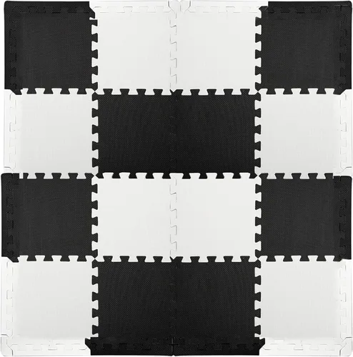 Vista 5 de DEAYOU Tapete de espuma entrelazado de 16 azulejos, 12 x 12 pulgadas, tapete de rompecabezas de espuma EVA con bordes, tapete protector suave de 0.4