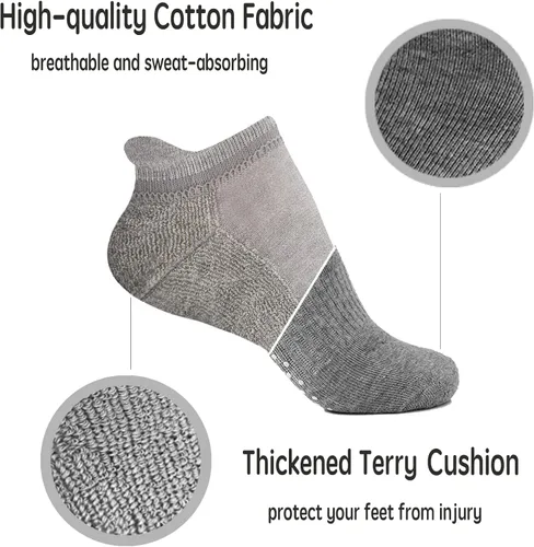 Vista 3 de Calcetines de agarre para mujer, pilates, yoga, calcetines de hospital antideslizantes con pinzas para mujer, calcetines adhesivos con cojín
