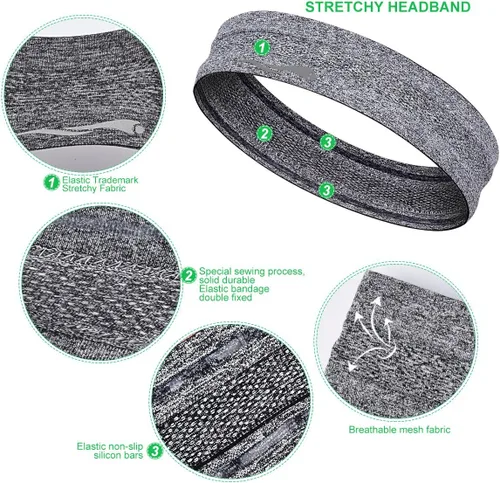 Vista 5 de Diademas para el sudor para mujeres y hombres, diadema deportiva súper absorbente, bandas elásticas antideslizantes para el sudor, bandas suaves