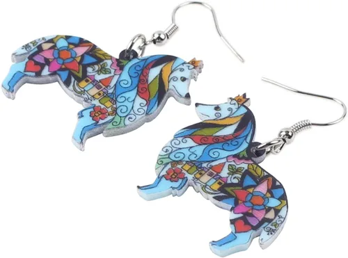 Vista 2 de BONSNY Dog Collection Border ROUGH COLLIE - Pendientes de acrílico para mujer