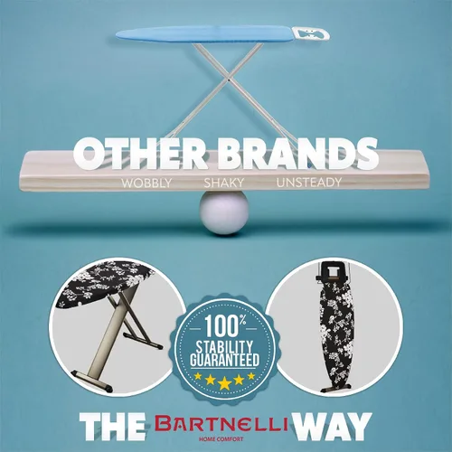 Vista 5 de Bartnelli Pro Luxury - Tabla de planchar extra ancha de 51x19 pulgadas con soporte para plancha de vapor resistente, ruedas para fácil