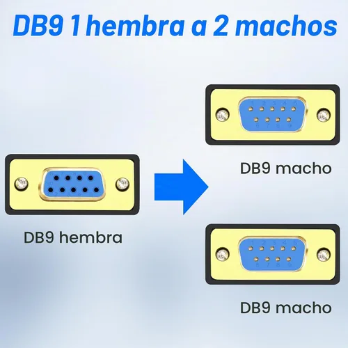 Vista 6 de MEIRIYFA DB9 RS232 1 hembra a 2 macho y cable adaptador divisor en Y