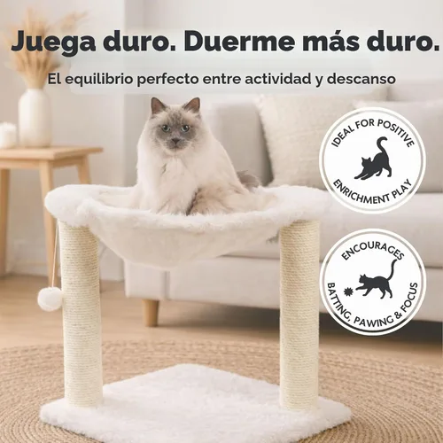 Vista 5 de TRIXIE Baza Poste Rascador con Hamaca Base de 16 pulgadas, Crema, Pequeño