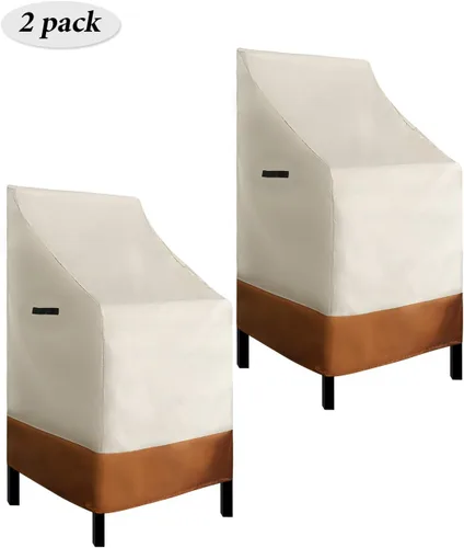 Vista 3 de RosieLily Fundas para sillas de patio con respaldo alto, impermeables, apilables, para taburetes de bar al aire libre, fundas beige para muebles