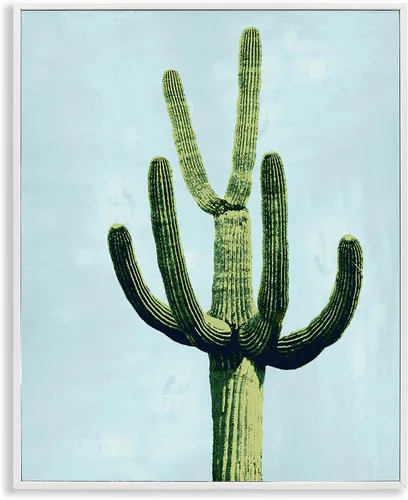 Vista 11 de Abstracto Cactus Trio Botanical, 11 x 14 pulgadas enmarcado Giclée Print Azul