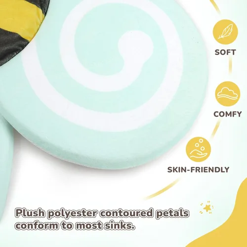 Vista 2 de YooxArmor Almohadilla de baño de bebé para fregadero de bañera infantil, bañera de flores antideslizante para bebés de 0 a 6 meses, cojín de baño