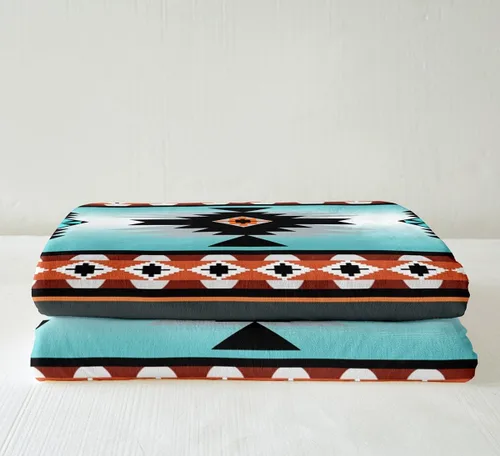 Vista 3 de Erosebridal Manta bohemia occidental de 40 x 50 pulgadas, manta de vellón con atrapasueños de vaca Highland, manta del suroeste, manta étnica tribal