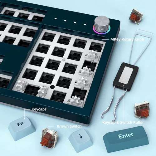Vista 5 de Montech Teclado mecánico para juegos MKey LED RGB personalizable, teclado PBT de perfil MDA premium, intercambiables en caliente, interruptores