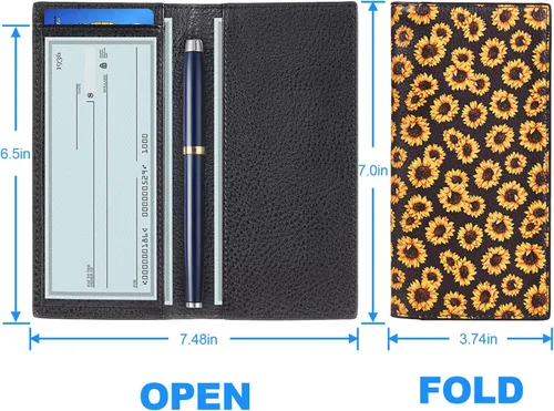 Vista 4 de CASMONAL Funda de cuero prémium para chequera para hombres y mujeres, cartera con bloqueo RFID