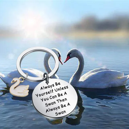 Vista 7 de ENSIANTH Llavero de cisne, regalo de cisne, diseño de cisne, regalo inspirador, joyería positiva de animales