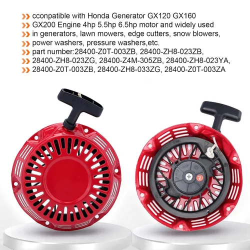 Vista 5 de HIPA Conjunto de arranque de arranque de retroceso GX120 GX160 para Honda GX120 GX160 GX200 Motor 4/5.5/6.5 HP Reemplaza 28400-Z0T-003ZB